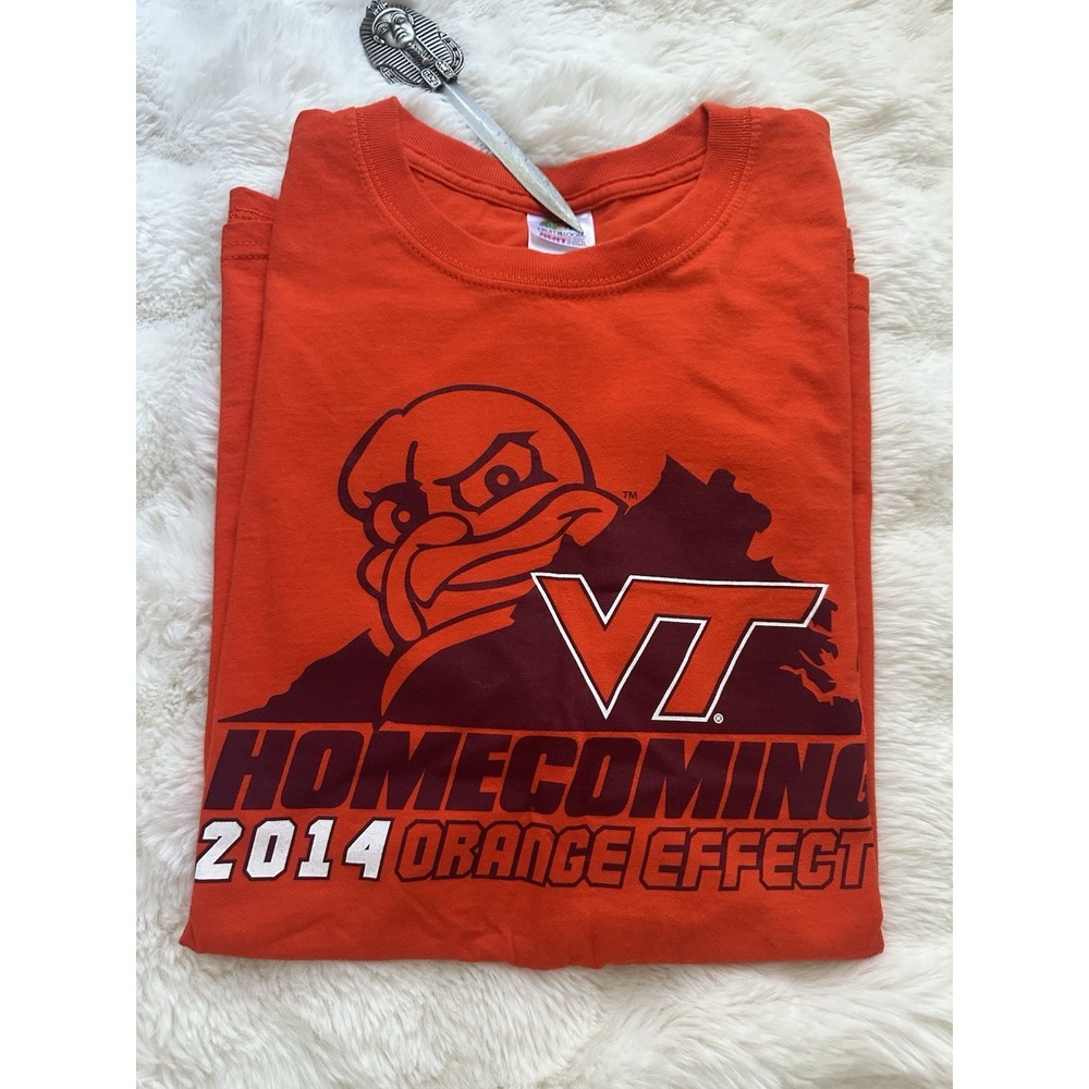 Virginia Tech Hokies VT Heavy Cotton FOL Tshirt Orange Men's Size Large L